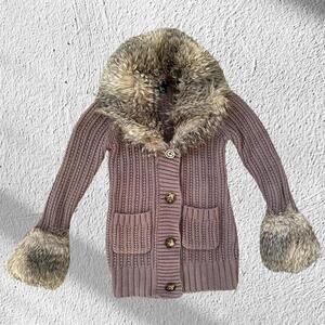 Gap Fuzzy Brown Cardigan Jacket